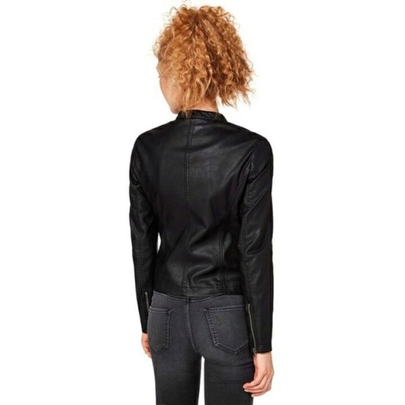 Benetton Black Leather Moto Jacket - Picture 3 of 11